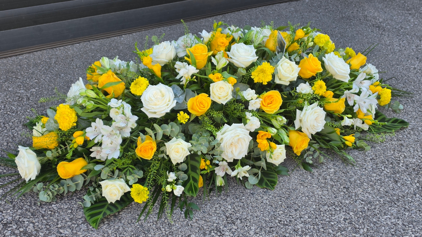 Yellow & White Casket spray
