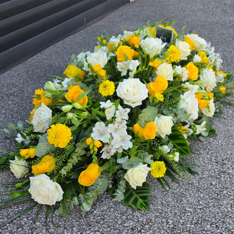 Yellow & White Casket spray