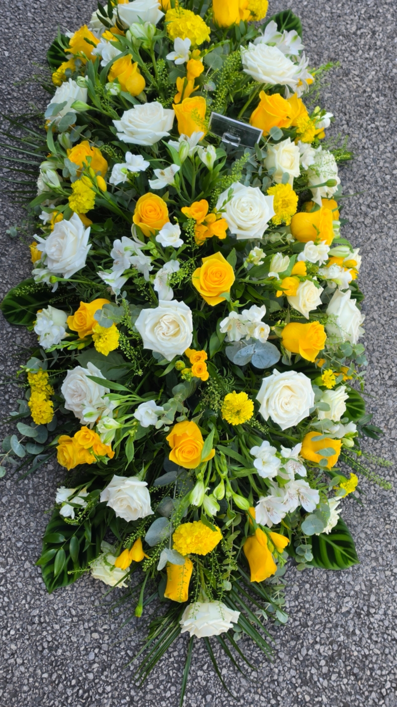 Yellow & White Casket spray