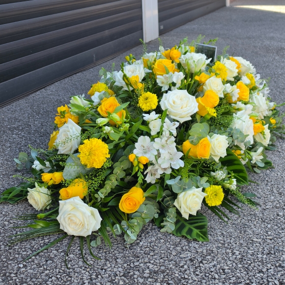 Yellow & White Casket spray