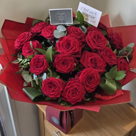 Luxury Naomi Red Rose Bouquet 24 Stems