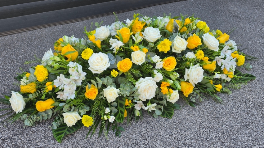 Yellow & White Casket spray