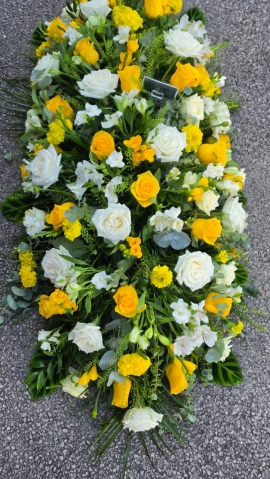 Yellow & White Casket spray